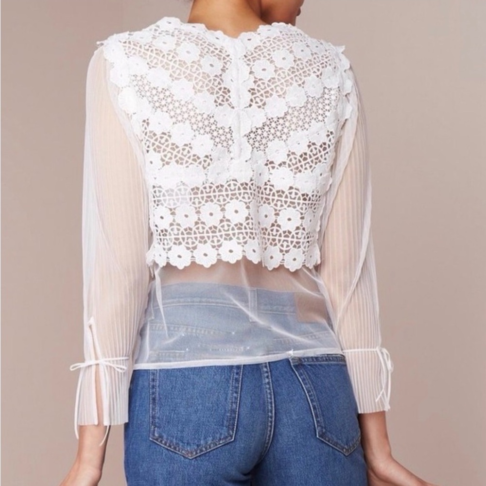 NWT Maje White Floral Lace Blouse